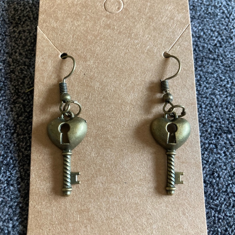 Bronze Handmade Key Earrings.